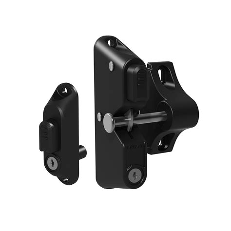 Key lockable from inside or outside. GardDog™ |Locking Gravity Latch |Two-Sided Key Entry ...