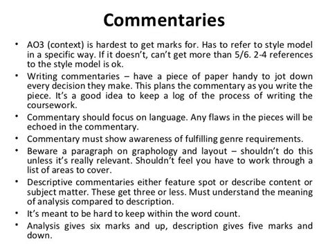English Language As Coursework Commentaries