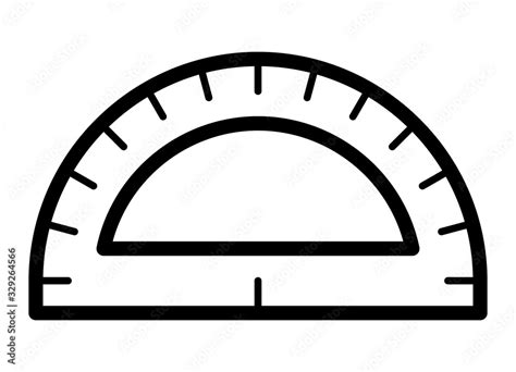 Half Circle Protractor For Measuring Angles Line Art Vector Icon For