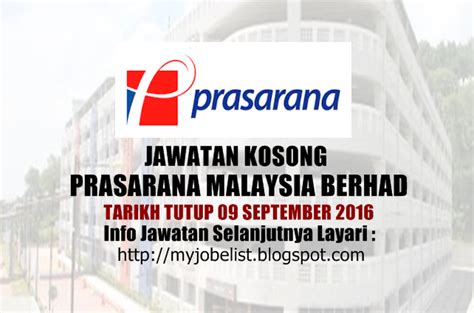 Jika anda sedang mencari kerja kosong 2019 maka anda berada di laman web yang betul. Jawatan Kosong di Prasarana Malaysia Berhad - 09 September ...