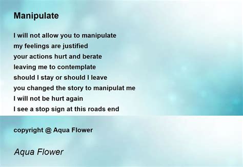 Manipulate By Aqua Flower Manipulate Poem