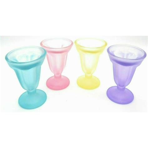 Ice Cream Sundae Glasses Set Of 4 Colored Glass Dessert Etsy