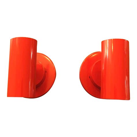 Contemporary Rbw Brim No Switch Custom Sconce In Vermillion A Pair