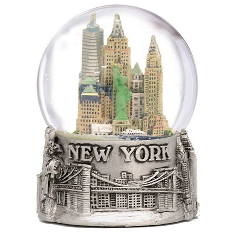 New York City Silver Lined Snow Globe 65mm Nyc Souvenir Color Skyline