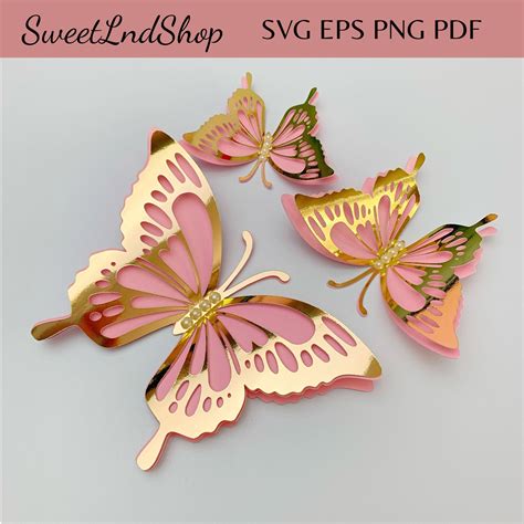 Digital Butterfly SVG PDF EPS 3D Butterfly svg Cut | Etsy