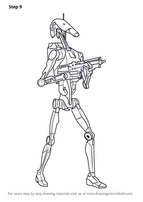 Learn How To Draw Battle Droid From Star Wars Star Wars Step By Step