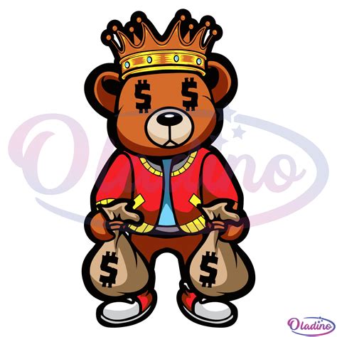 Gangster Teddy Bear Svg Digital File Cash Crown Svg Hip Hop Svg