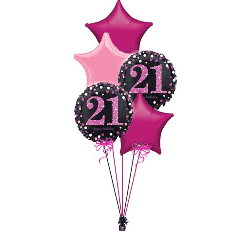 Black And Pink Age 21 Bunch Magic Balloons
