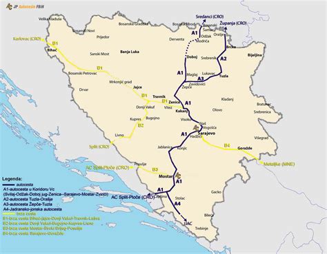 Karta Bosne I Hercegovine Ceste Karta