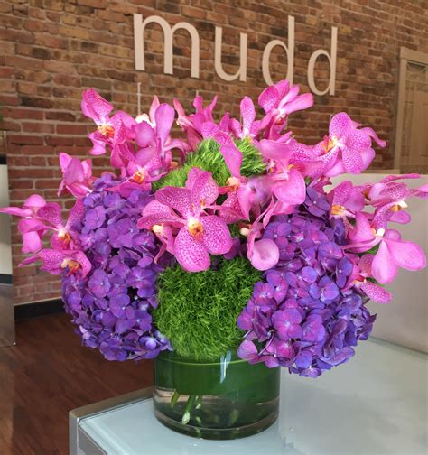 Purple Hydrangea And Fuschia Orchids In Chicago Il Mudd Fleur