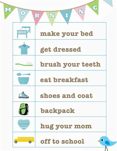 Daily Routine Free Printable Morning Routine Charts With Pictures Printable Templates