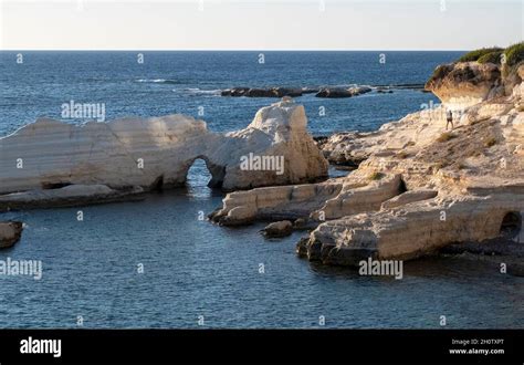 Coastal Limestone Rock Formations Sea Caves Peyia Paphos Region