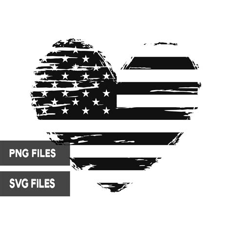 Heart American Flag Grunge Png And Svg Cut Files Clipart Etsy