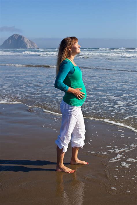 Pregnant Woman On Beach Stock Photo Image Of Blue Happy 51266980