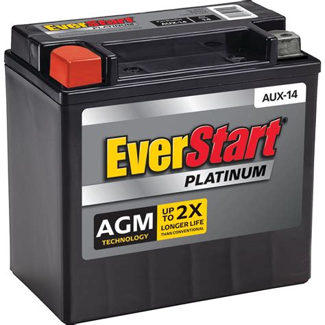 Everstart Platinum Boxed Agm Power Sport Battery Group Size Aux 14 12