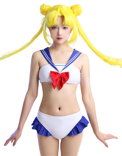 Buy Haikyuu Anime Bikini Set Sailor Two Piece Swimsuit Sailor Collar Swimming Suit Bathing Suit