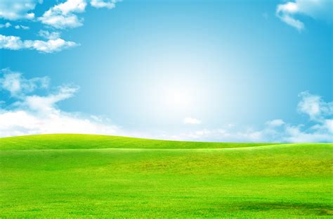 Blue Sky Green Grass Background Blue Sky Baiyun Background Image For