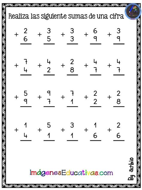 Sumas de una cifra Imagenes educativas Matemáticas de primer grado Suma y resta