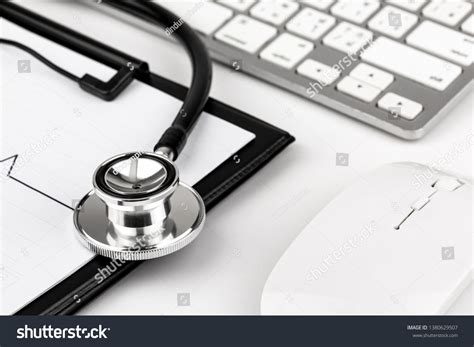 Doctor Stethoscope Cardiac On White Backgroundequipment Stock Photo