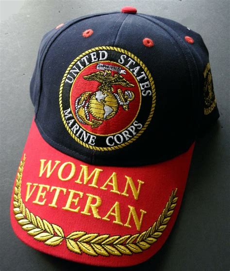 Woman Veteran Us Marine Corps Embroidered Baseball Cap Hat Usmc Marines Cordon Emporium