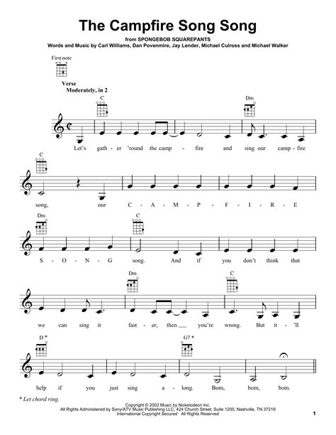 More ukulele from ericblackmonmusic ruplayers.com/cd/plhdkl0zegnk6wtou9q34lyplqfmosvnmp. The Campfire Song Song Sheet Music | Spongebob Squarepants | Ukulele