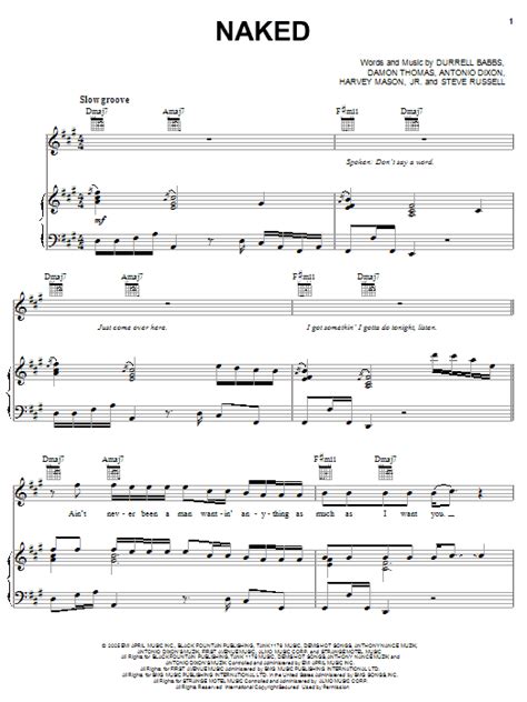 Naked Sheet Music Marques Houston Piano Vocal Guitar Chords