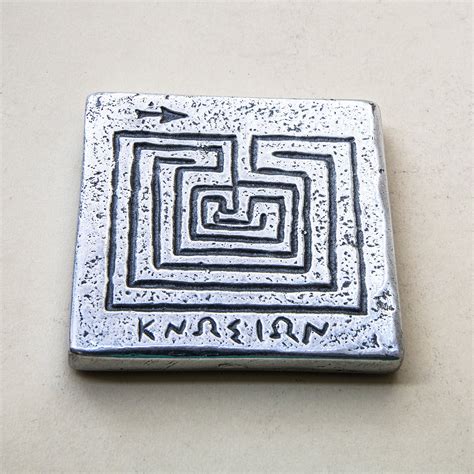 Ancient Greece Coin With Maze Labyrinth Aluminium Paperweight Crete