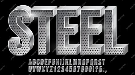 Premium Vector Perforated Steel Font Metal Typeface Metallic Letter