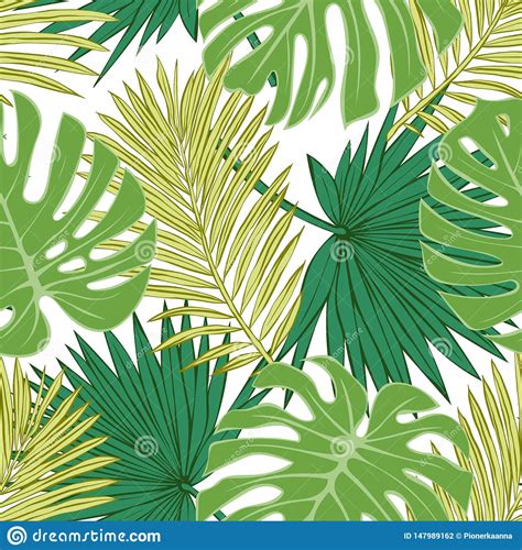 Seamless Pattern Of Tropical Leaves. Vector Seamless Pattern. Tropical Illustration. Jungle ...