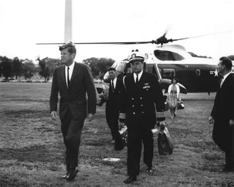 President John F Kennedy Departs Army Helicopter At White House New