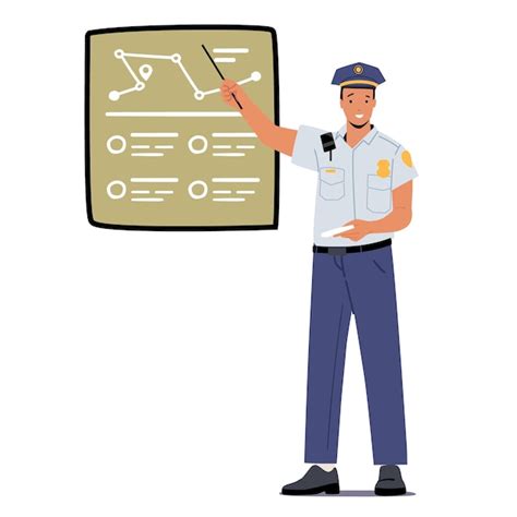Premium Vector Traffic Policeman Pointing On Chart Police Officer