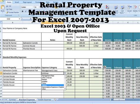 rental income  expense excel spreadsheet property