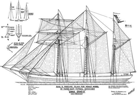Three Mast Top Sail Schooner Emma Ernest Sail And Rigging Plan