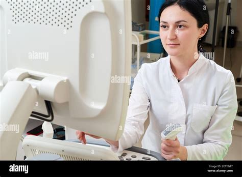 Gynecologist Doing Ultrasound Scan In Modern Clinic Stock Photo Alamy