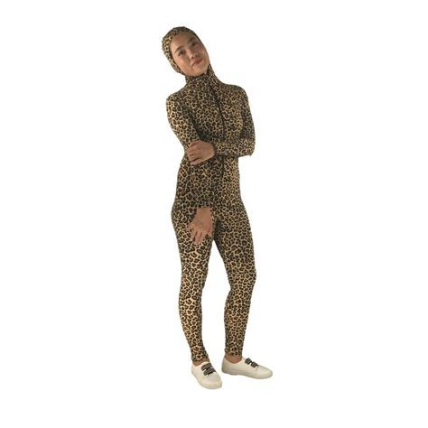 Adult Leopard Print Bodysuit Catsuit Spandex Unitard Jumpsuit Costume S