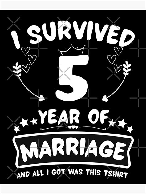 Survived 5 Years Marriage Happy 5th Anniversary Funny Couples Poster