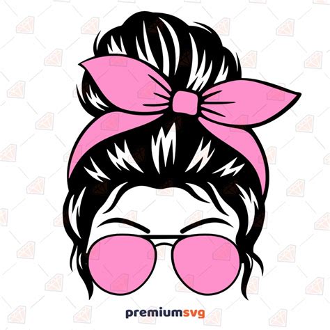 Messy Bun Mom Life With Pink Bandana Svg Cut File Premiumsvg
