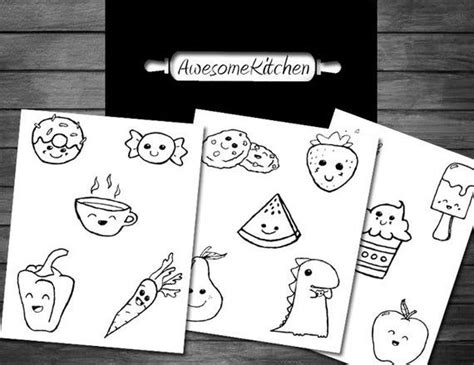 Printable Coloring book for Kids Food Coloring Pages Kids | Etsy