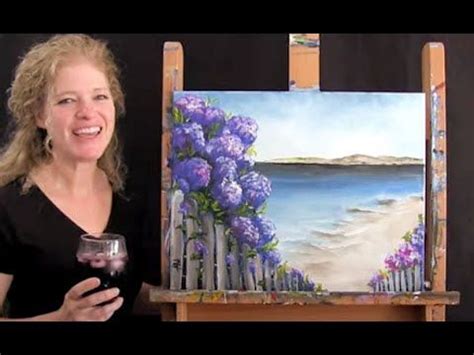 See more ideas about paint and sip, painting tutorial, painting lessons. Hydrangeas by the Beach | Paint and Sip at Home | Acrylic ...