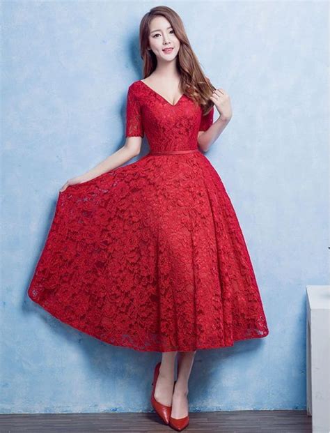 Red Prom Dresses Charming Evening Dress Vintage Prom Gowns Lace Prom