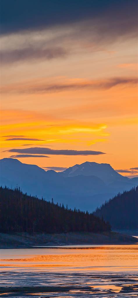 Sunset Mountains Lake 5k Iphone 12 Wallpapers Free Download