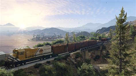 Wallpaper Vehicle Train Bridge River Grand Theft Auto V Mountain