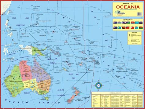 Mapa Da Oceania Político Gigante 117 X 89 Cm Frete 1000 R 1190