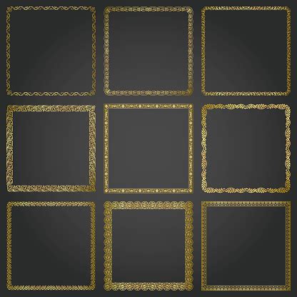 Download Decorative Gold Frames And Borders Square Set Vector Stock ...