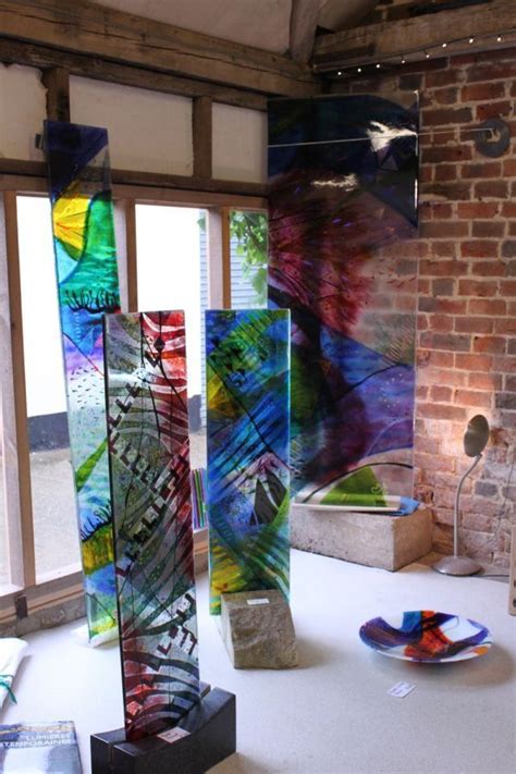 Fused Glass Sculpture By Sculptor Arabella Marshall Titled Tall Panel Two Coloured Stained