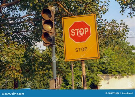 New Delhi India 21062020stop Sign Boards Near Traffic Lights And