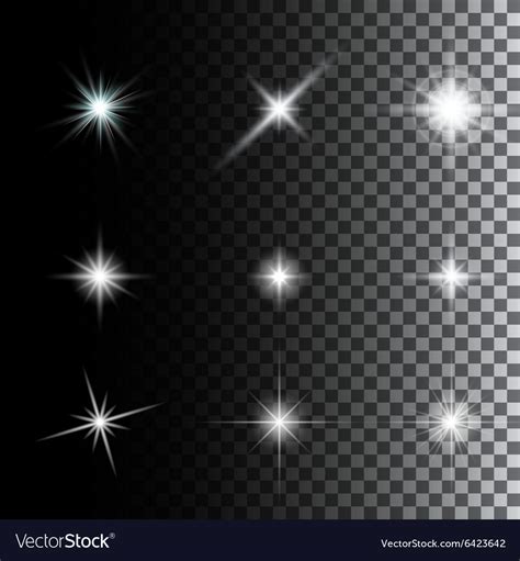 Set Glowing Light Effect Stars Royalty Free Vector Image