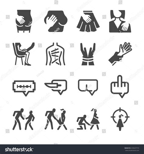 Abuse And Harassment Icons Set Stock Vector Illustration 439637773