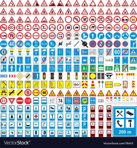 European Road Signs Royalty Free Vector Image Vectorstock