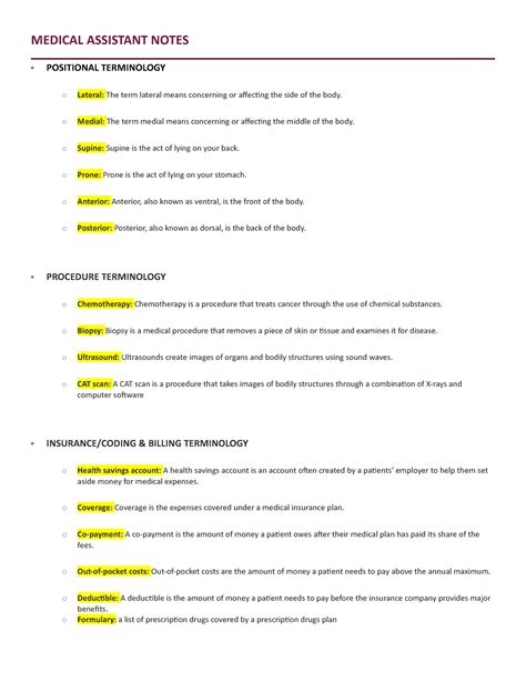 Medical Assistant Notes Medical Assistant Notes Positional